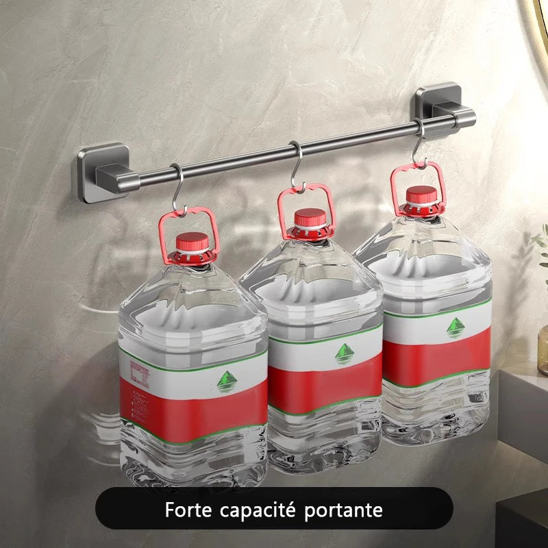 porte serviettes mural adhésif alliage aluminium finition laquée moderne 60cm gris métallisé lisse nail