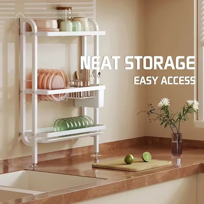 étagère murale moderne niveaux acier inoxydable blanc assiettes verres cuillères rangement serviettes