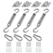 kit quincaillerie voile tendeurs plaques métalliques anneaux mousquetons vis chevilles industrielle utilitaire