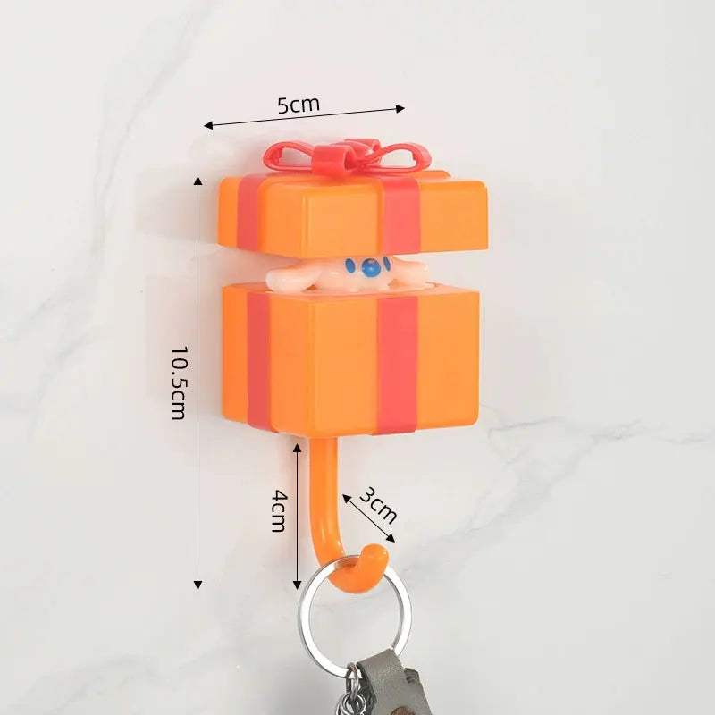 porte clés mural adhésif moderne écureuil ours rose blanc
