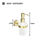 ensemble accessoires salle bain doré métal brossé porte serviette savon distributeur moderne