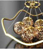 lustres led modernes or transparents sphères ondulees contemporains chambre salon