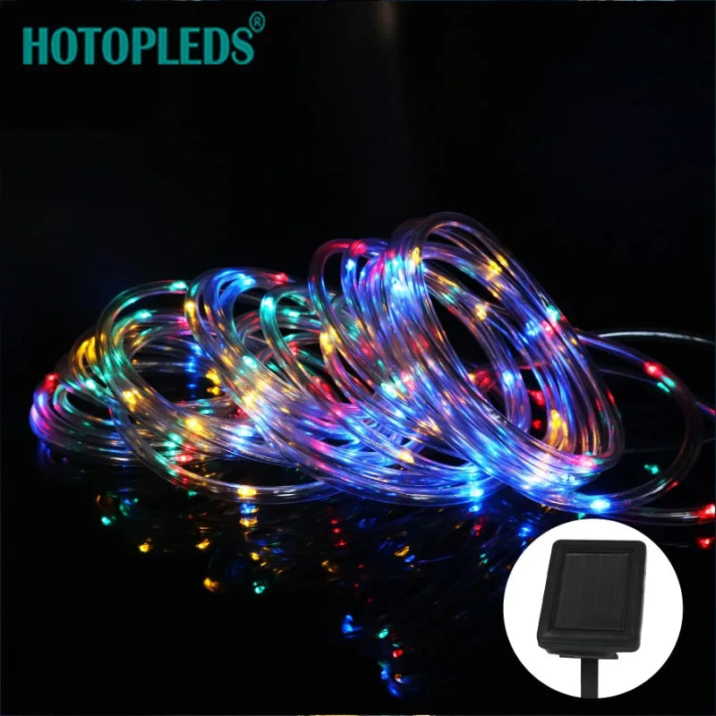 guirlande lumineuse led multicolore moderne filaments transparents piquet solaire 32m 22m 12m 7mextérieur nocturne