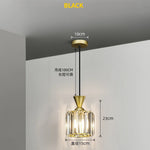 Suspension lumineuse moderne strass transparente noir doré élégante câble