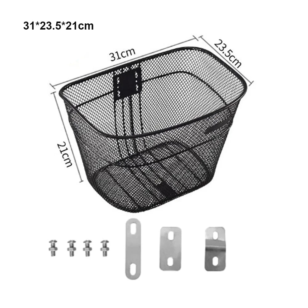 panier vélo noir maille métallique clips fixation moderne durable réglable arrière facile