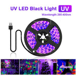ruban led uv violet points lumineux adhésif moderne usb câble adaptateur alimentation