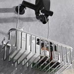 organisateur salle bain suspendu panier métallique noir argenté moderne minimaliste douche rangement echangereusable