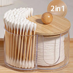 rangement transparent compartiments bois coton tiges disques démaquillants boite plastique moderne minimaliste