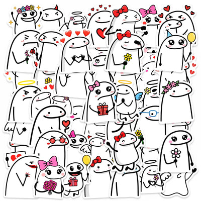autocollants dessin animé mignon fantômes expressions coeurs fleurs rubans cadeaux carnet décoration imperméables