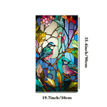sticker décoration fenêtre vitrail oiseaux fleurs bleu rouge vert transparent art maison