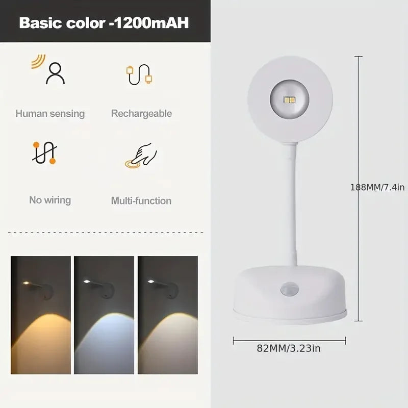 projecteur led rechargeable intelligent détecteur présence lampe murale sans fil télécommande éclairage moderne entrée