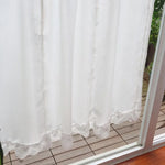 rideau blanc semi transparent classique franges ondulées 100x100cm 100x150cm 140x100cm 140x150cm