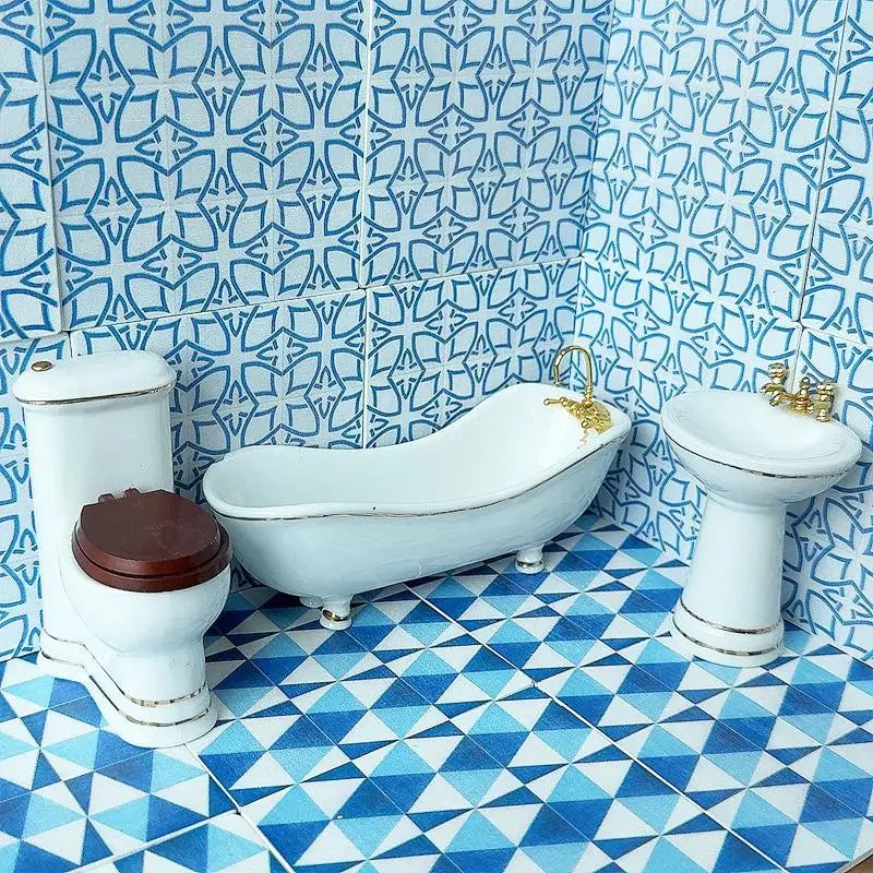carreaux sol mur résine bleu blanc vert beige géométrique moderne triangles fleurs
