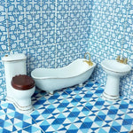 carreaux sol mur résine bleu blanc vert beige géométrique moderne triangles fleurs