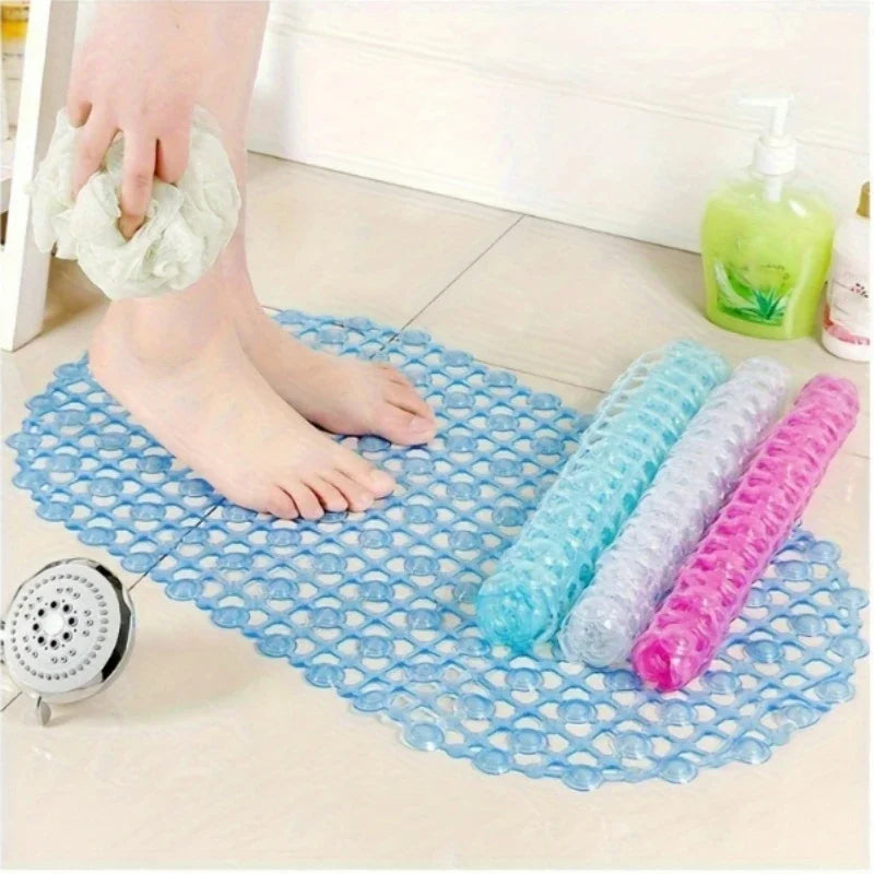 tapis bain anti dérapant pvc moderne bleu rose patchwork rond salle bain ventouse transparent