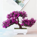 petit bonsaï artificiel plante pot blanc décoratif maison jardin fleurs roses vertes