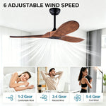 ventilateur moderne 52 60 pouces marron noir vitesses télécommande silencieux