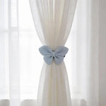 rideau ruban fin rayures clips décoration fenêtre bleu clair élégant