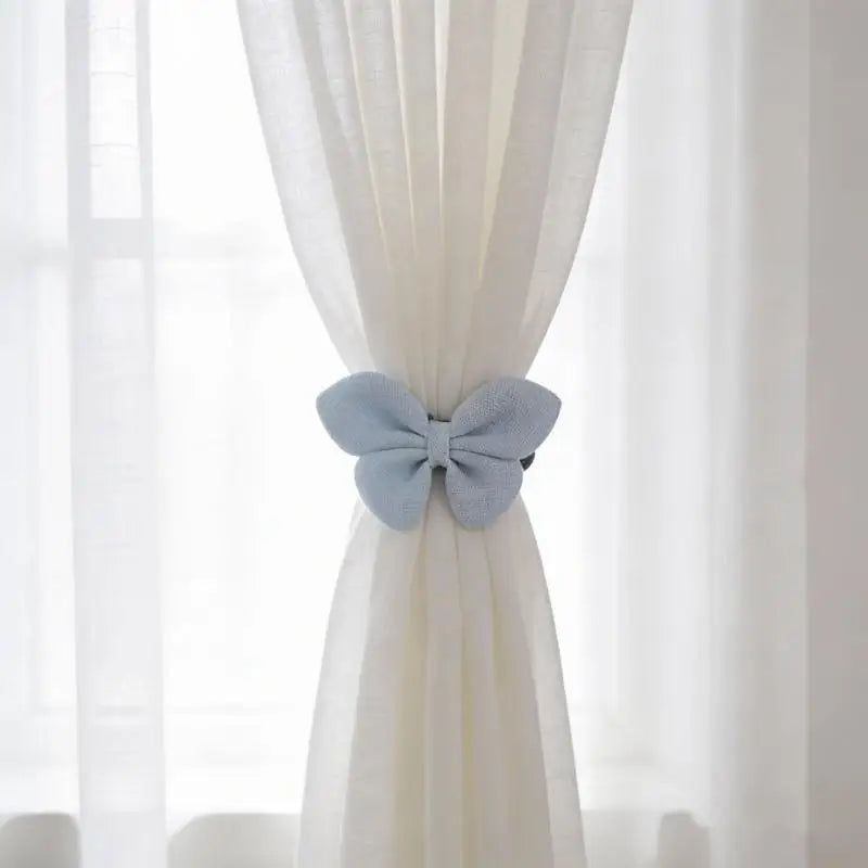 rideau ruban fin rayures clips décoration fenêtre bleu clair élégant