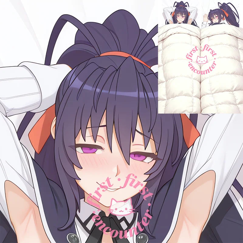 coussin anime akeno himejima premier rencontre chaton blanc polyester portrait lit double face