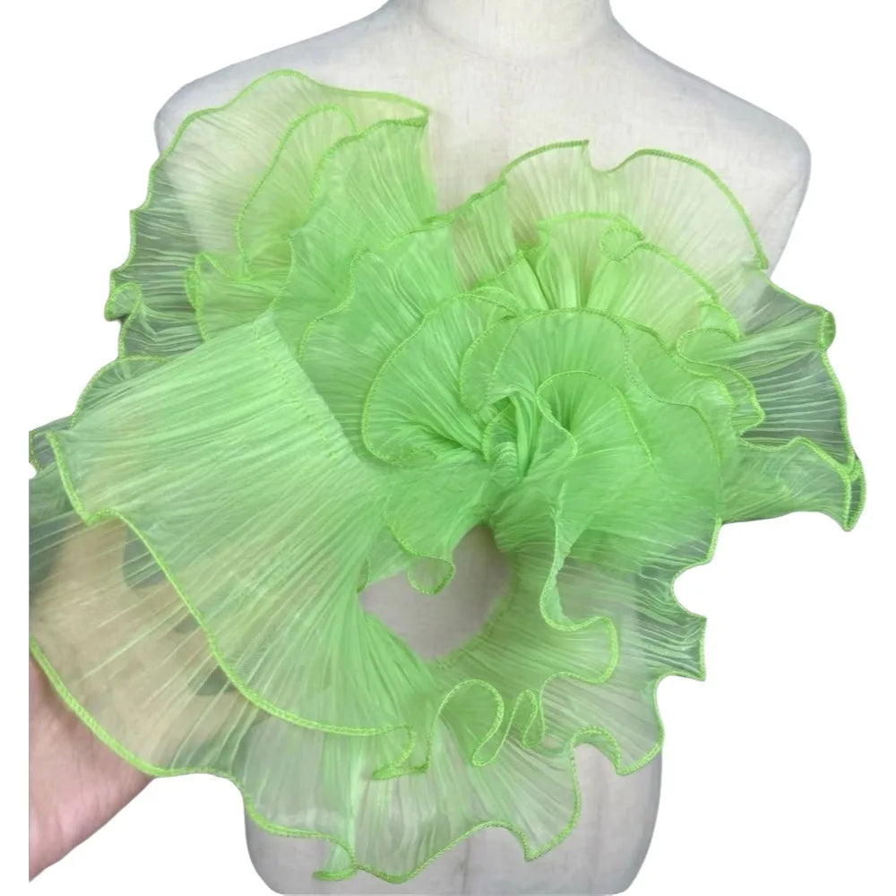 tissu plissé rose clair vert fluo bleu décoration élégante semi transparent fronces dentelle polyester