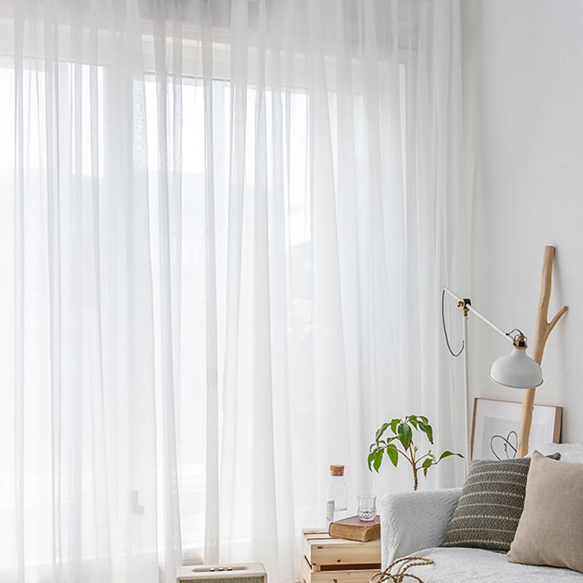 rideau transparent blanc moderne tulle polyester salon hospitalité