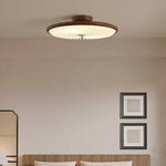 lampe moderne bois marron foncé géométrique sans ombre télécommande blanc