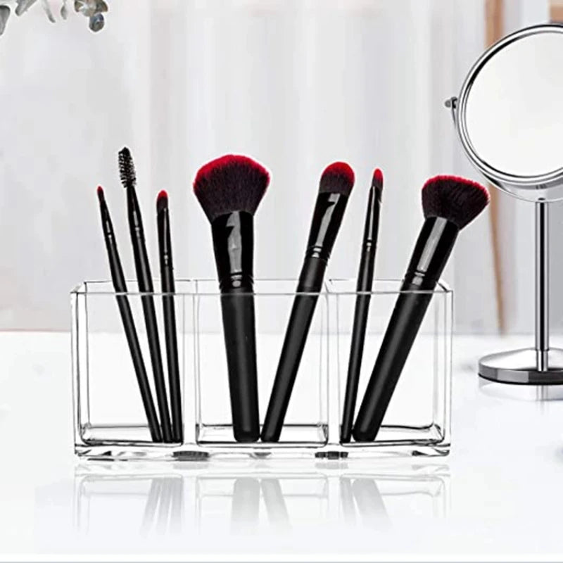 organisateur transparent pinceaux maquillage moderne minimaliste noir rouge doré blanc