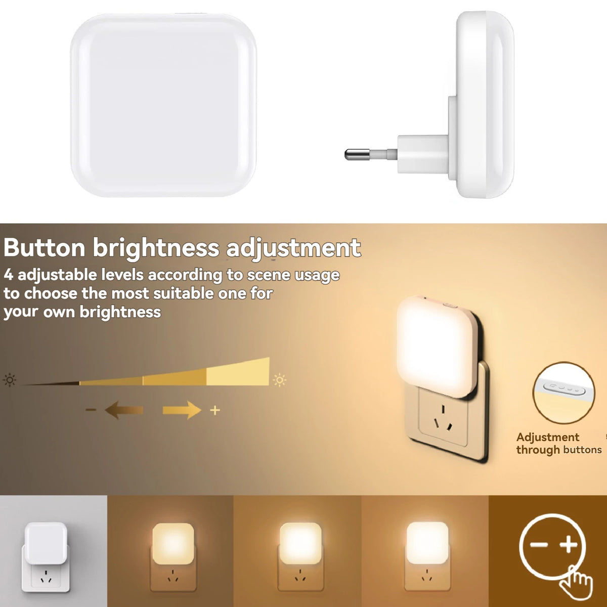 veilleuse rectangulaire blanc lumière chaude économie energie mince moderne minimaliste chambre salle bain