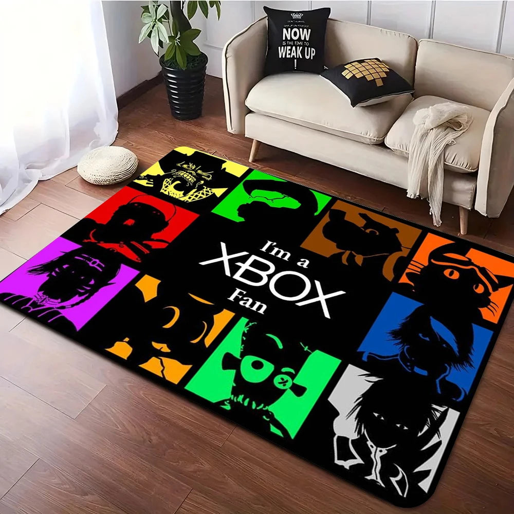 tapis jeu salon logo xbox motif hexagone moderne décoratif chambre salon grand