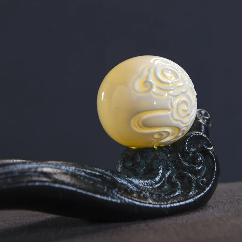 porte encens céramique reliefs vagues zen ornement décoration intérieure incense salon blanc noir vert
