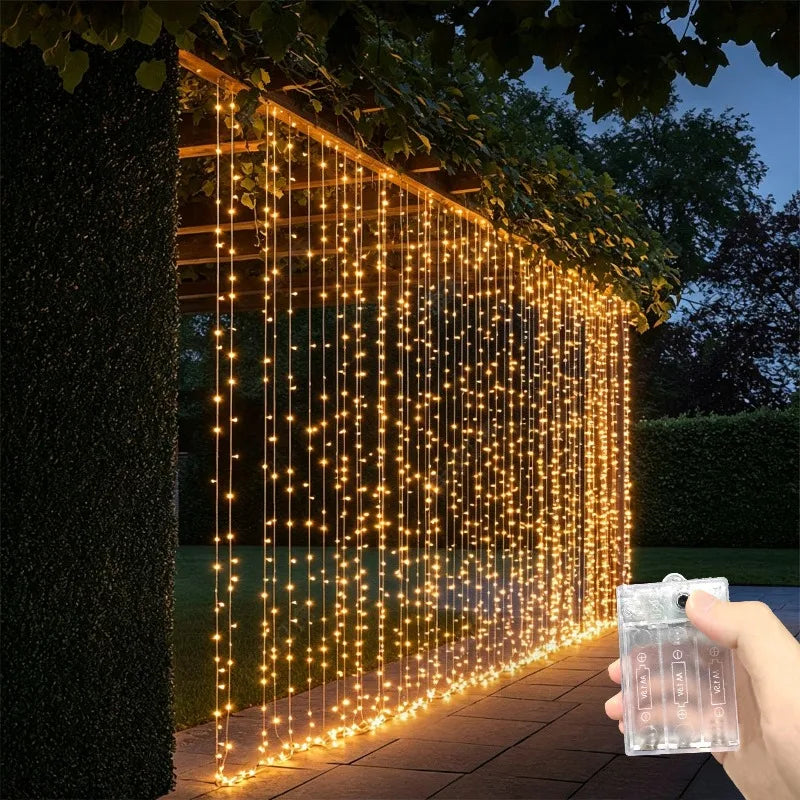rideau lumineux led blanc chaud 600cm 300cm clips decoration noel moderne