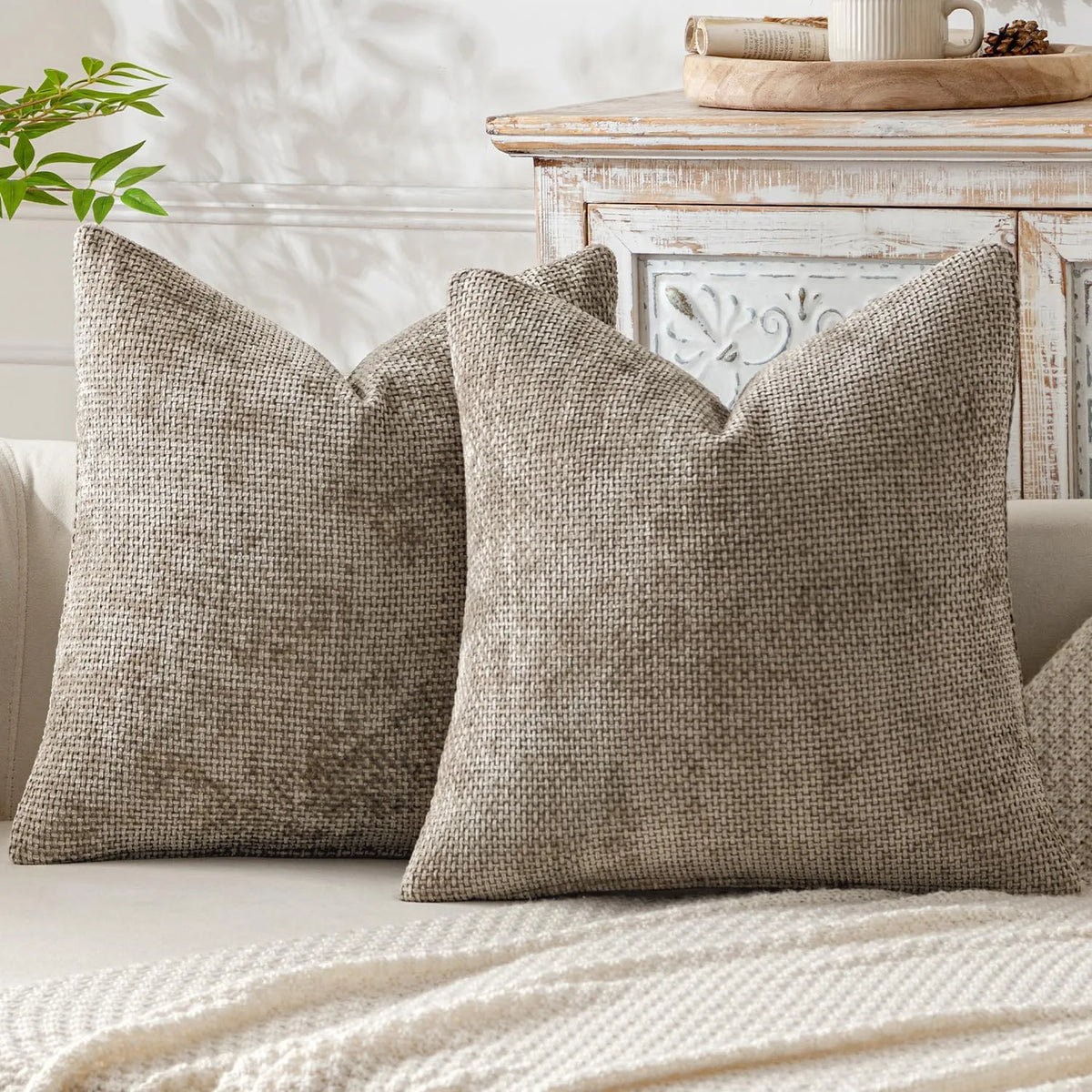 housse coussin nordique chenille solide couleur unie tissage grossier décoratif 45x45cm pièces moderne