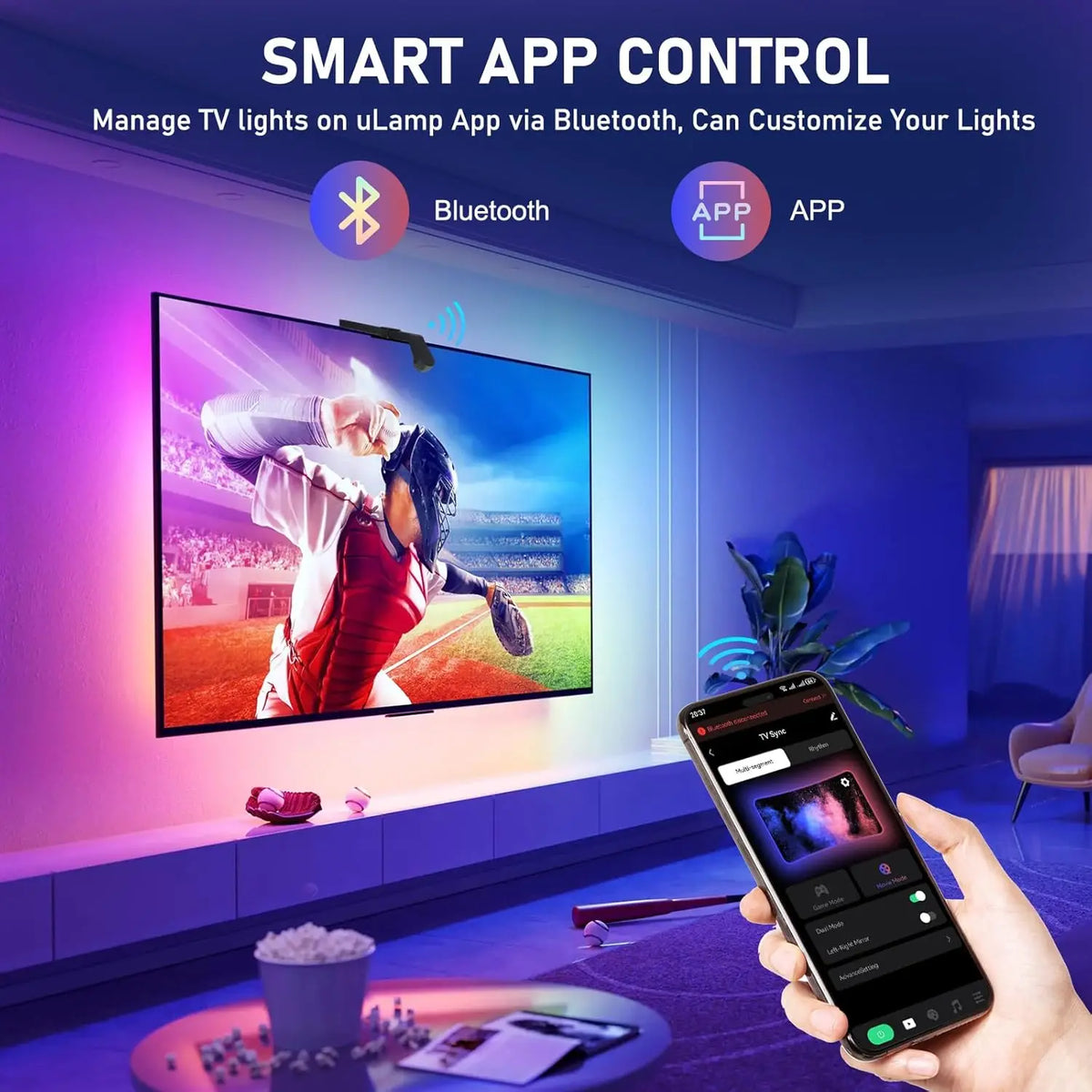 ruban led tv bleu orange blanc moderne clips télécommande câble adaptateur capteur couleur
