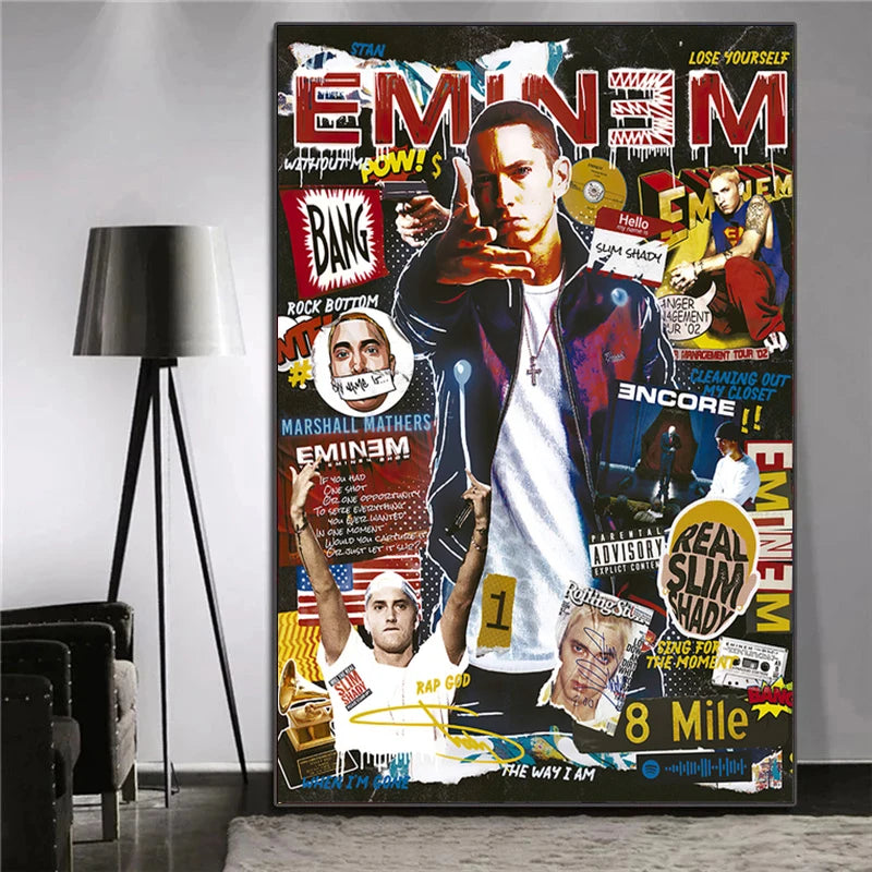 affiche pop art graffiti rap 2pac décoration murale salon toile moderne urbain