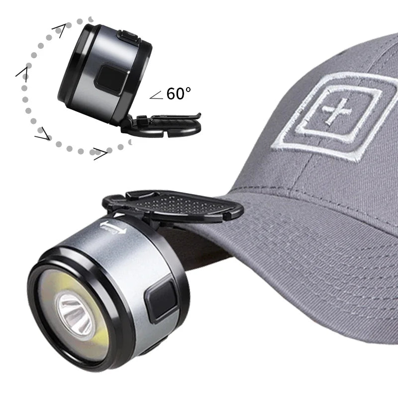 lampe torche rechargeable led gris moderne clip bandeau ajustable haute luminosité usb