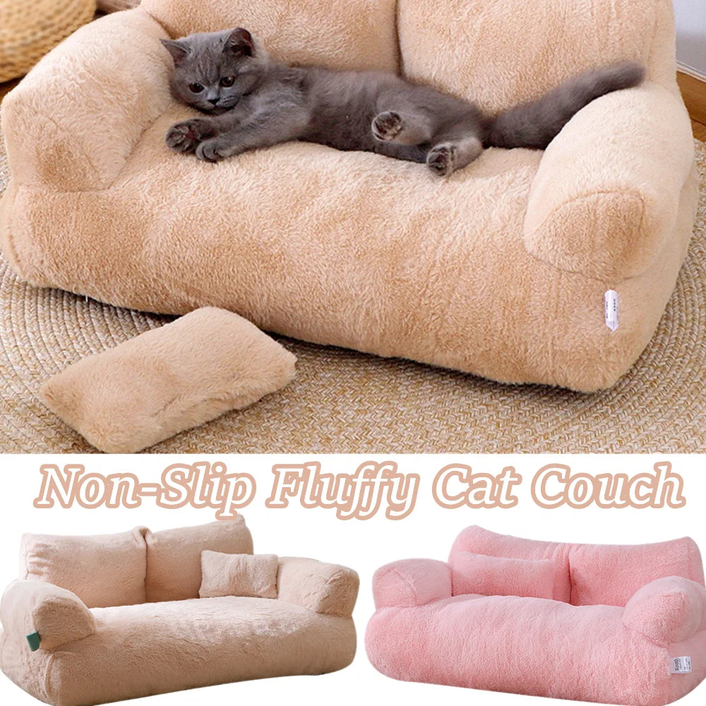 canapé chat peluche détachable lavable beige confortable moderne sofa douillet