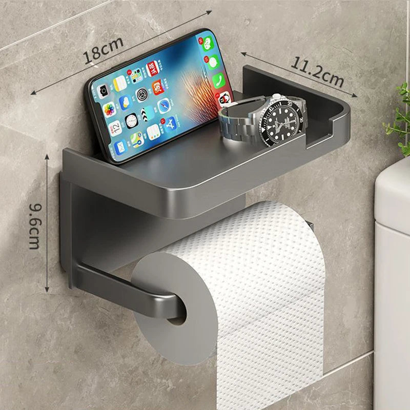 porte serviettes mural support téléphone montre parfum moderne vis gris métallisé mat respectueux environnement