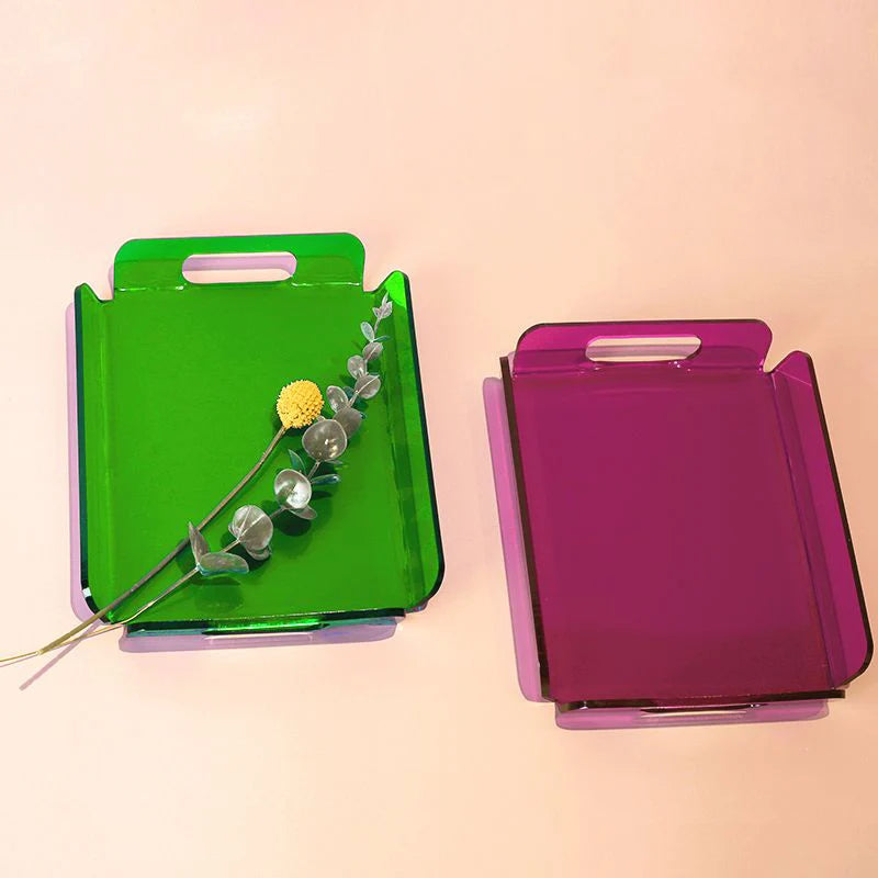 plateau moderne transparent orange bleu vert violet marron réutilisable respectueux environnement
