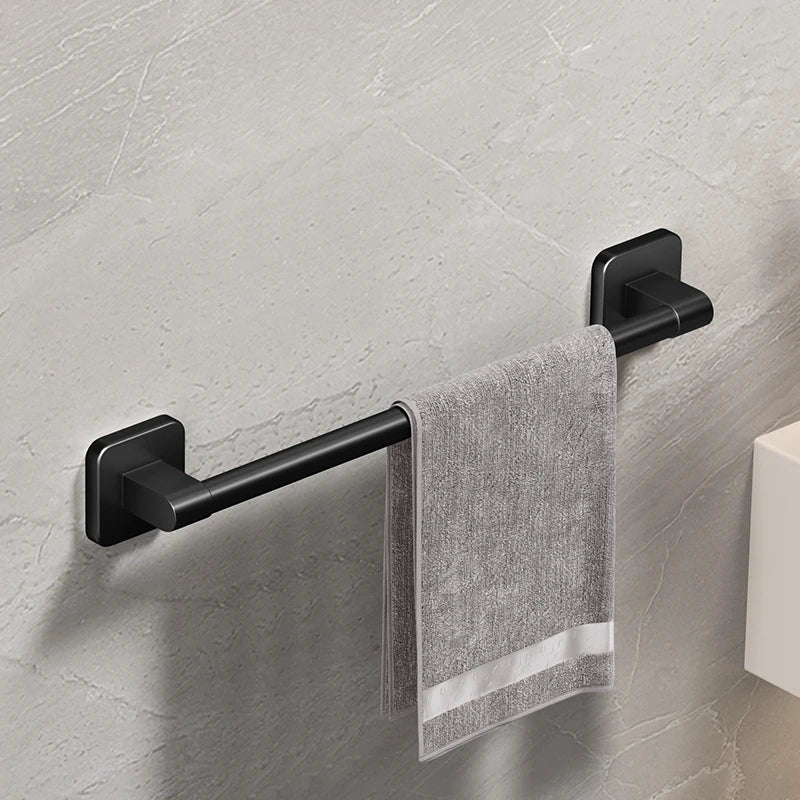porte serviettes mural adhésif noir texture granuleuse moderne minimaliste 30cm 40cm 50cm