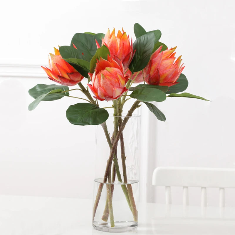 bouquet artificiel moderne rose blanc rouge feuilles vertes coquillage intérieur décoration mariage anniversaire