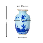 vase céramique motif floral bleu blanc décoration maison fleurs artificielles peonies rose violet