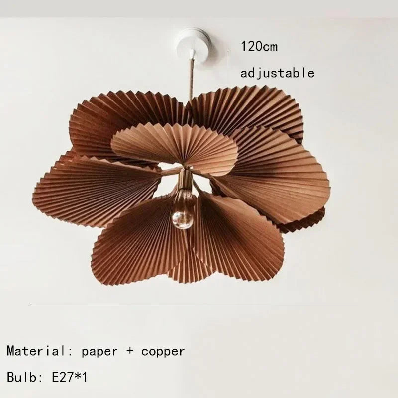 lampe suspendue moderne pliée marron noir salle manger chambre papier éclairage warm light