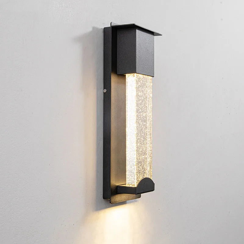 applique murale led moderne noire transparente éclairage induction verre trempé fixations oeilletsextérieur
