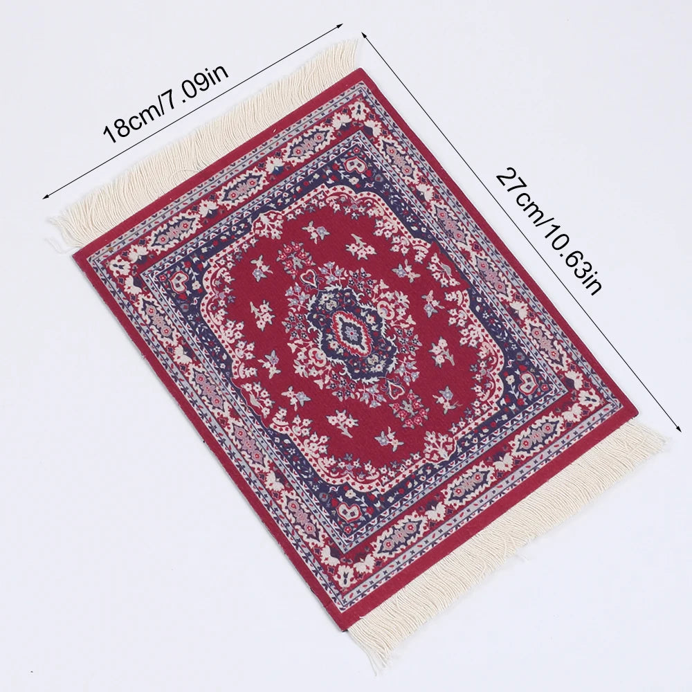 tapis table tissu ornements floraux rouge bleu beige classique adhésif décoration traditionnel