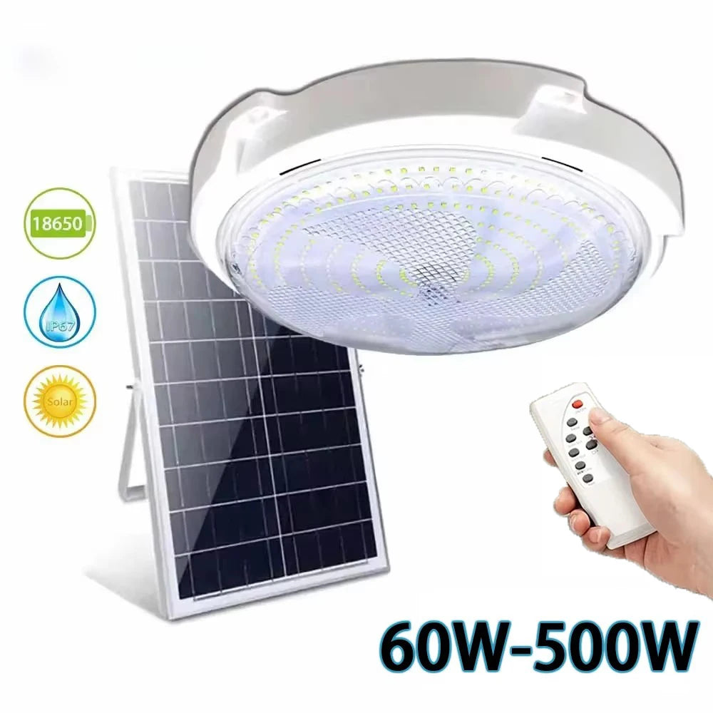 lampe solaire plafonnier moderne blanc grille ip67 100w 200w 300w 400w 500w 60w
