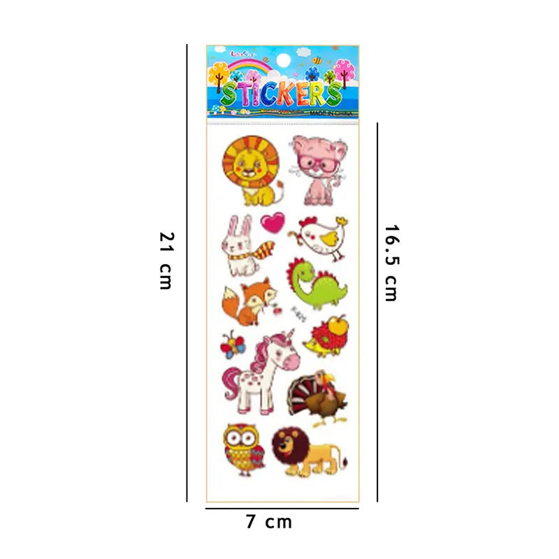 sticker animal dessin animé multicolore adhésif scrapbooking enfant léopard girafe zèbre dinosaure mignon