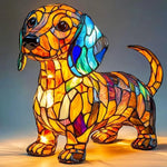 lampe posée chien multicolore mosaïque art deco résine opaque chambre salon