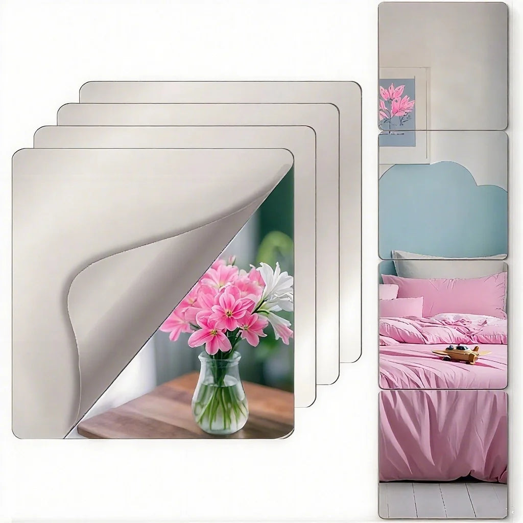 miroir autocollant transparent moderne 20cm 30cm acrylique décoration salon neutre bricolage artistique