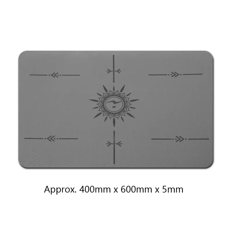 tapis yoga bleu gris motif solaire texture rugueuse moderne 5mm 60x40cm